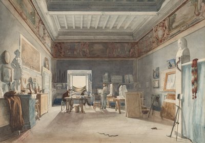 Een Studio in de Villa Medici, Rome door Joseph Eugène Lacroix